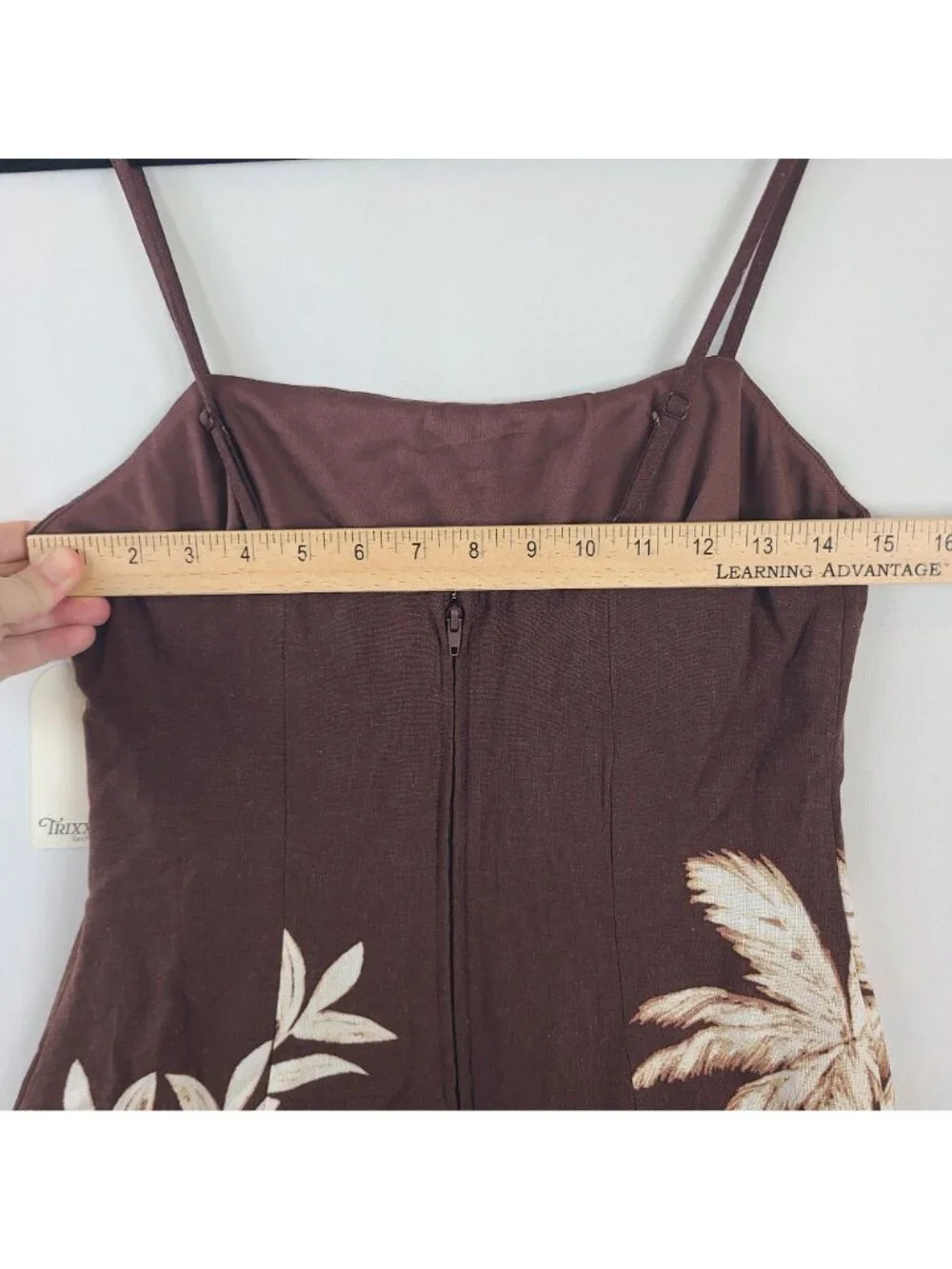 NEW Trixxi Los Angeles Brown Tropical Print Linen Blend Mini Dress Size M